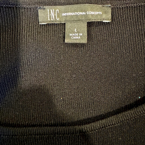 NWOT…INC…black sweater dress with white embroidered flowers..size L - Picture 6 of 6